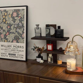Natural Wood Retro Three-Tier Display Rack Brown Cup Holder