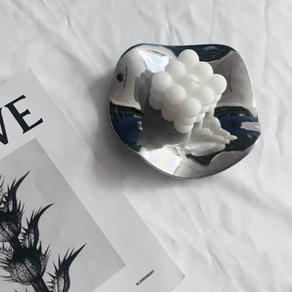 Nuance Irregular Wave Mirror Tray Silver