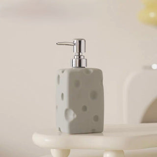 Cheese motif ceramic dispenser refillable bottle