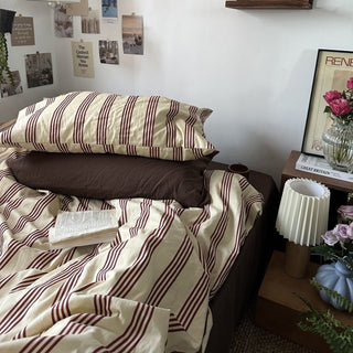 Brown Stripe Duvet Cover Set  Bed Cover