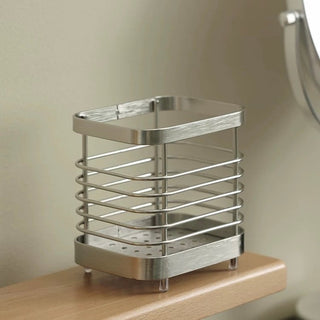 Stainless Steel Silver Square Brush Stand Pen Holder Cutlery