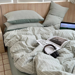 Color Multi-stripe Cotton Duvet Cover Set  Bed Cover