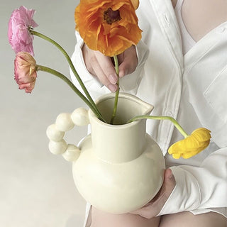 Pokopoko Ceramic Flower Vase with Handle