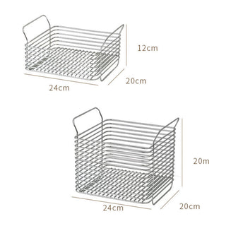 Set of 2  Stainless Steel Wire Stackable Baskets with Handles