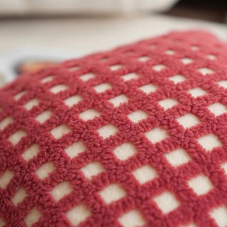 Red grid check cushion cover 45x45