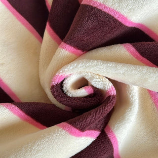 Pink Brown Wide Stripe Winter Duvet Cover Set