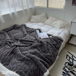 Cable pattern colored fleece blanket