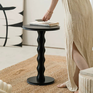 Black Wave Leg Round Compact Side Table