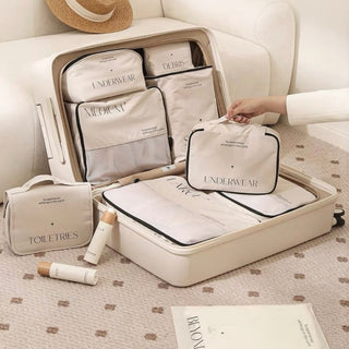 piece set: Lettering storage travel pouch hanging pouch beige