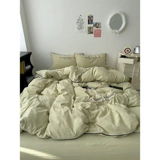 Plain Piping Lettering Duvet Cover Set