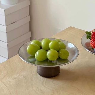 Wood Legged Stainless Steel Silver Tray 2 Sizes  Stand Storage