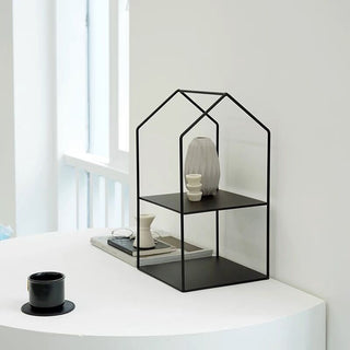 House-shaped iron two-tier display rackin  storage