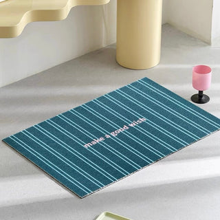 Striped Pattern Message Entrance Mat  50 x 80 cm Mud Removal
