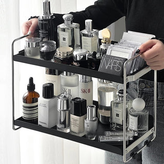 Iron Silver Frame Two-Tier Cosmetic Storage Rack