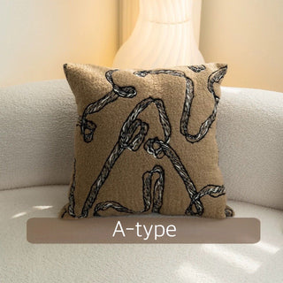 Brown Mix Embroidered Stripe Cushion Cover  45 x 45 cm