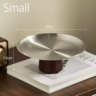 Wood Legged Stainless Steel Silver Tray 2 Sizes  Stand Storage
