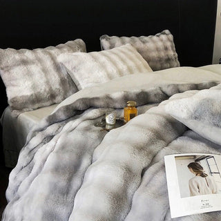 Gradient Fluffy Soft Duvet Cover Set  Bed Cover Bedding Cover