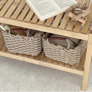 Rope braided basket with handles large storage basket.