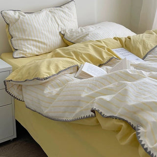 Stitch Color Stripe Cotton Duvet Cover Set