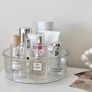 Clear Deep Round 360 Degree Rotating Cosmetic Storage Tray