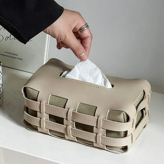 Open Braided Faux Leather Tissue Case
