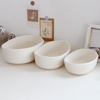 Rope braided storage baskets piece set