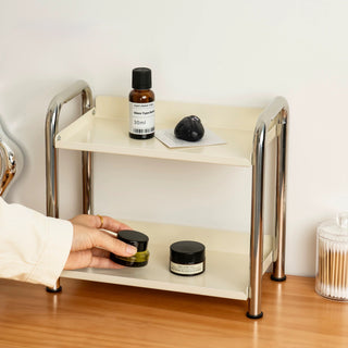 Stainless steel silver frame two-tier storage rack