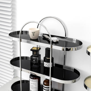 Silver Arch Frame Oval Three-Tier Storage Rack  Perfume Storage