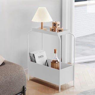 Monochrome Iron Storage Side Table  Slim
