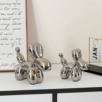 piece set: Balloon dog motif ornament silver.