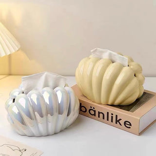 Shell motif ceramic tissue case