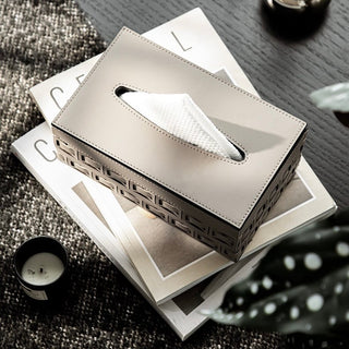 Braided Geometric Pattern Leather Tissue Box  Tissue Case