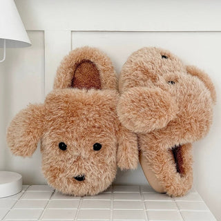 Fluffy Puppy Room Shoes   3 Sizes  Indoor Slippers Stuffed Dog