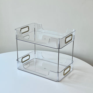 Clear Stripe Pattern Tier Cosmetic Storage Rack