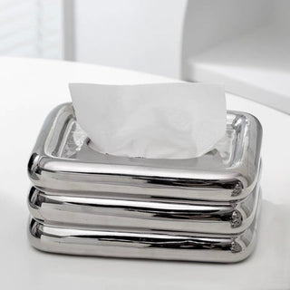 Ceramic Three-Tier Chubby Tissue Case Silver