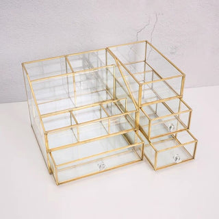 Gold Clear Cosmetic Storage Drawer Set of 2