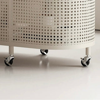 Wheeled Wood Lid Storage Oval Side Table