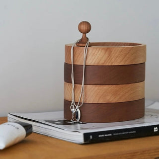 Natural Wood Sliding Tier Accessory Tray for Small Items Storage