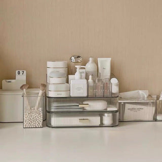 Two-tier drawer & open cosmetic storage unitin  .