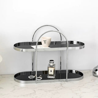 Silver Arch Frame Oval Two-Tier Storage Rack  Perfume Storage