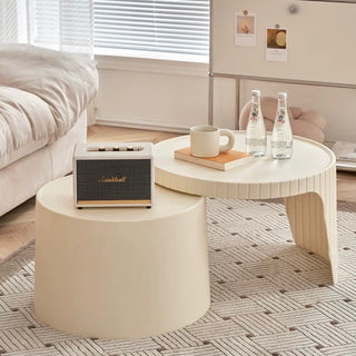 Ivory Round Side Table Nesting Table Storage