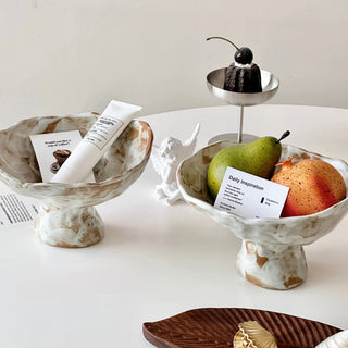 Nuance Marble Footed Ceramic Accessory Tray Fruit Tray