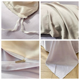 Two-tone satin plain duvet cover set bed cover