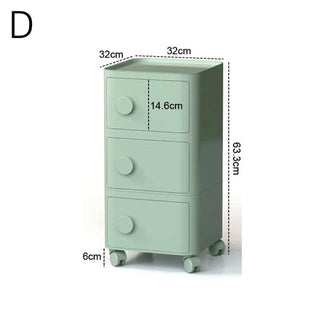 Castered Square Three-Tier Storage Rack Side Table