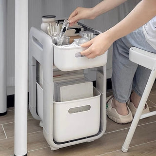 tier rack wagon with casters for under-desk storage