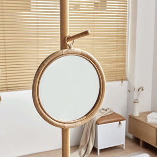 Round-shaped Hanging Rattan Mirror Natural