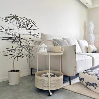 Round Basket Side Table with Casters