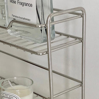 Stainless steel two-tier simple storage rack silver spice rack