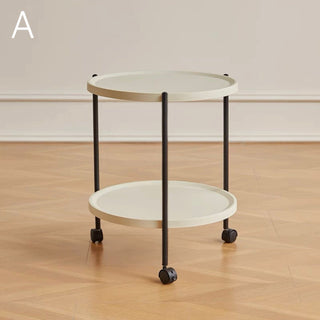 Round side table with castersin  wagon