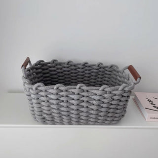 Rope braided basket with handles large storage basket.